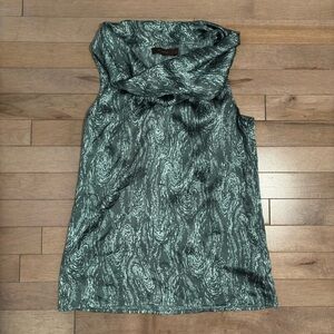 The Limited XS Cowl Neck Sleeveless Tank Shirt green blue turquoise